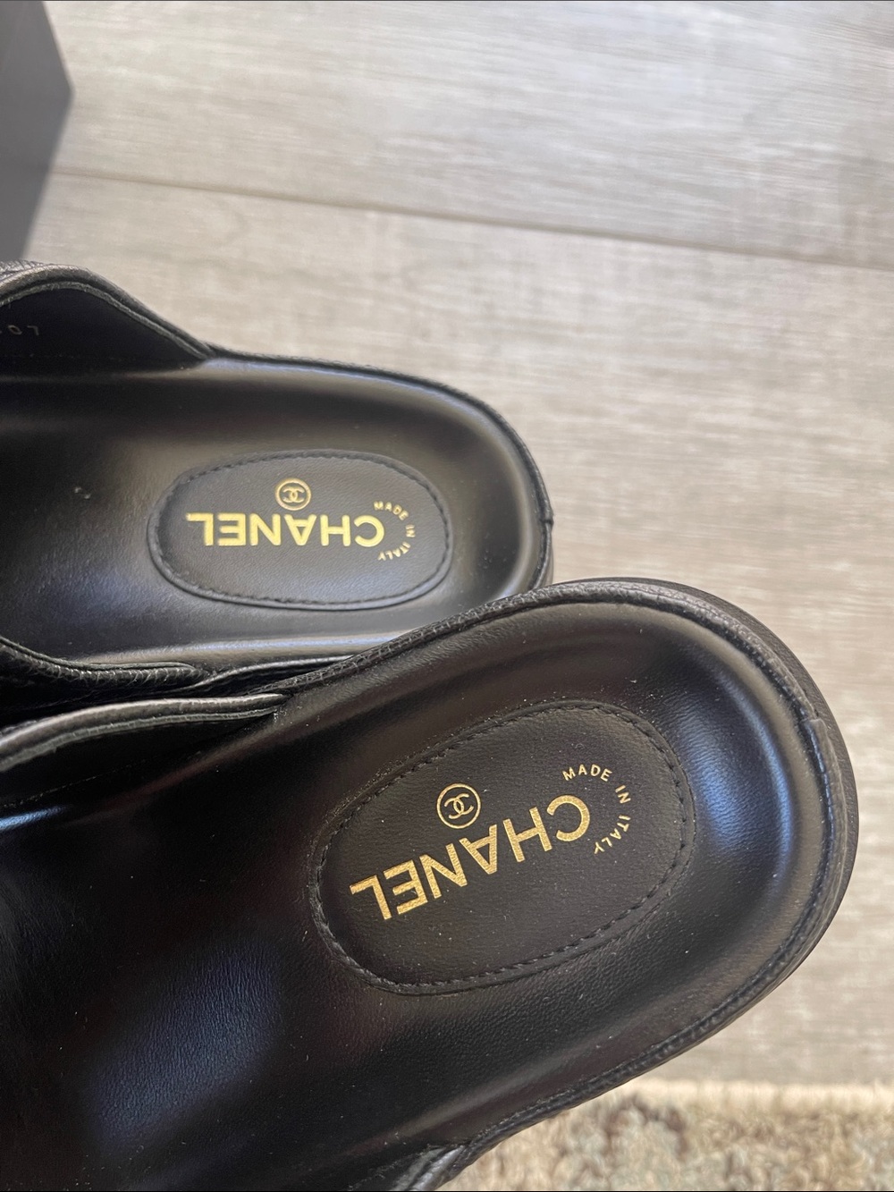 Chanel Grained Calfskin Velcro Sandal/ Slides - Picture 9 of 12